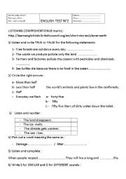 English Worksheet: Test 9th level (environment)