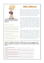 English Worksheet: Billy & Becky