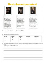 English Worksheet: Linking words: Best character contest