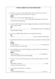 English Worksheet: Phrasal verbs in transformations