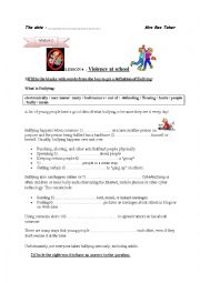 English Worksheet: violence at school