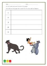 English Worksheet: Jungle Book - Law of the Jungle