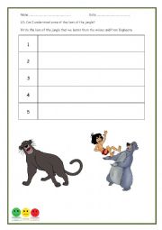 I Wanna Be Like You - Jungle Book Song - Fill in the blank - ESL worksheet  by Guil77