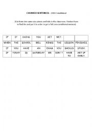 English Worksheet: ZERO CONDITIONAL - Chuncked Sentences GAME