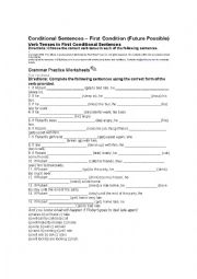 English Worksheet: First Conditional