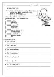 English Worksheet: Exclamation sentences