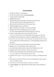 English Worksheet: Close Passage Steps