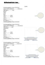 English Worksheet: Old macdonald farm lyrics 