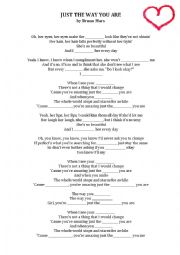 English Worksheet: Just the way you are