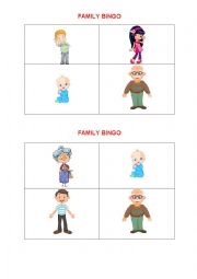 English Worksheet: Family - bingo cards