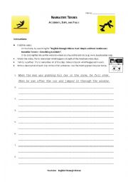 English Worksheet: Past Simple and Past Continuous Video Activity - Describing accidents, slips, and falls