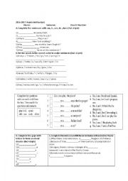 English Worksheet: Quiz for 9th grades