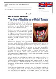 English Worksheet: The use of English as a global tongue