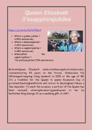 English Worksheet: Queen Elizabeth IIs Sapphire Jubilee - a video