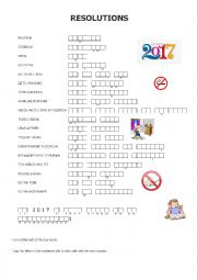 English Worksheet: Resolutions double puzzle