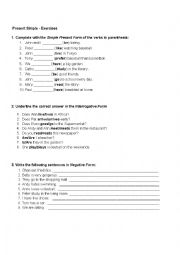 English Worksheet: Simple Present Exercises 