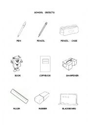 English Worksheet: school objects picture dictionary 1