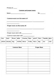 English Worksheet: Proper and Improper Nouns