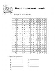 Places in Town Wordsearch