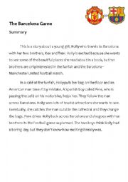 English Worksheet: The Barcelona Game-Summary