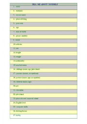 English Worksheet: TELL ME ABOUT  YOURSELF - SPEAKING TASK 