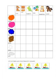 English Worksheet: PETS AND CLOUR REVISION BATTLESHIP