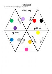 English Worksheet: Colours puzzle board game