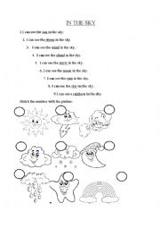 English Worksheet: IN THE SKY