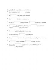 English Worksheet: Complete the phrases with the correct verb tense