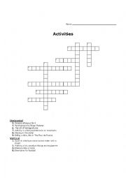 English Worksheet: Crossword: Activities