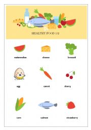 English Worksheet: healthy food 1-2