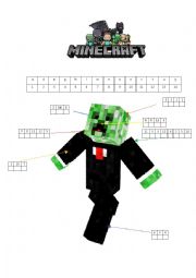 English Worksheet: Body Parts (Minecraft)