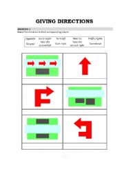 English Worksheet: GIVING DIRECTIONS