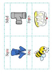 English Worksheet: long and short vowel cards with silent e