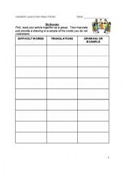 English Worksheet: Substitute Lesson Plan-Summarizing an Article