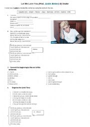 English Worksheet: Let me love you