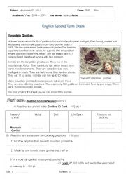 English Worksheet: Mountain Gorillas