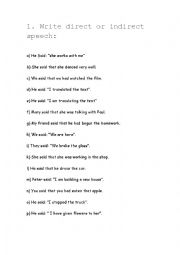 English Worksheet: Direct and Indirect Speech