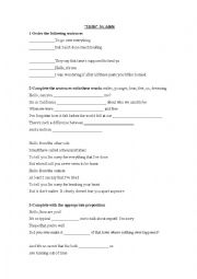 English Worksheet: SONG: HELLO BY ADELE