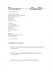 English Worksheet: Langston Hughes