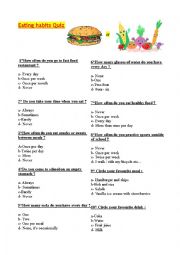 English Worksheet: Eating habits quiz