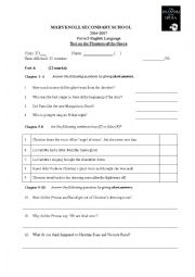 English Worksheet: Test on The Phantom of the Opera