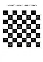 English Worksheet: Checkers - Simple Past / Present Perfect