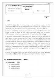 English Worksheet: End of Semester Test n 1 2nd form (4)