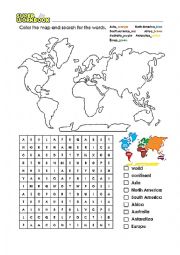 English Worksheet: continents