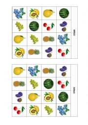 English Worksheet: Fruit bingo