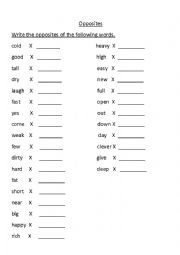 English Worksheet: grammar opposites
