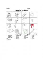 English Worksheet: shool things