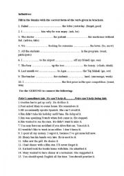 English Worksheet: Infinitives and Gerunds