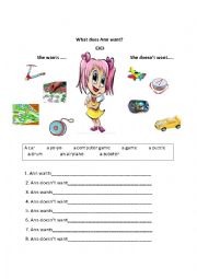 English Worksheet: What does Ann want? Our Wold 1 book